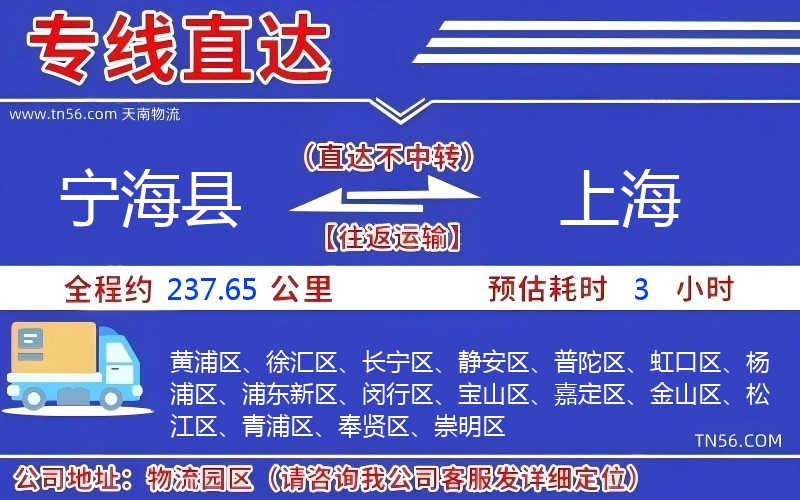 寧海縣到上海物流公司 寧海縣到上海物流公司