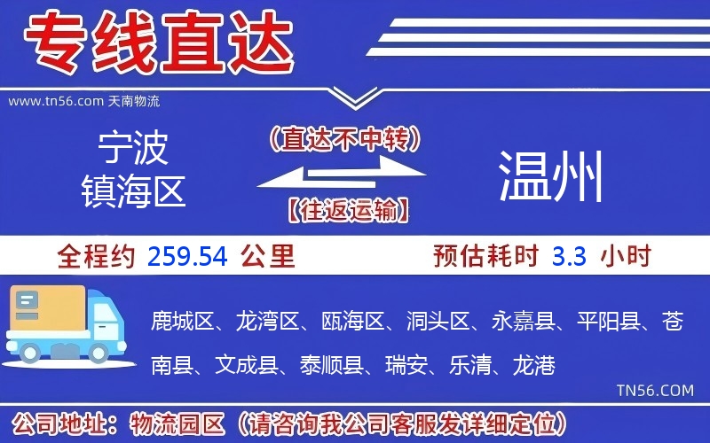 寧波鎮(zhèn)海區(qū)到溫州物流公司